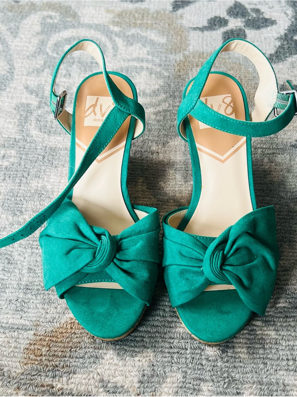 DV by Dolce Vita Vibrant Green Knot Front Ankle-Strap Heels
